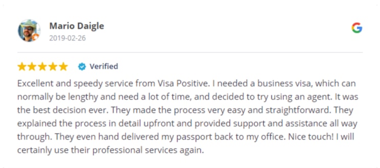 Visa Positive Review